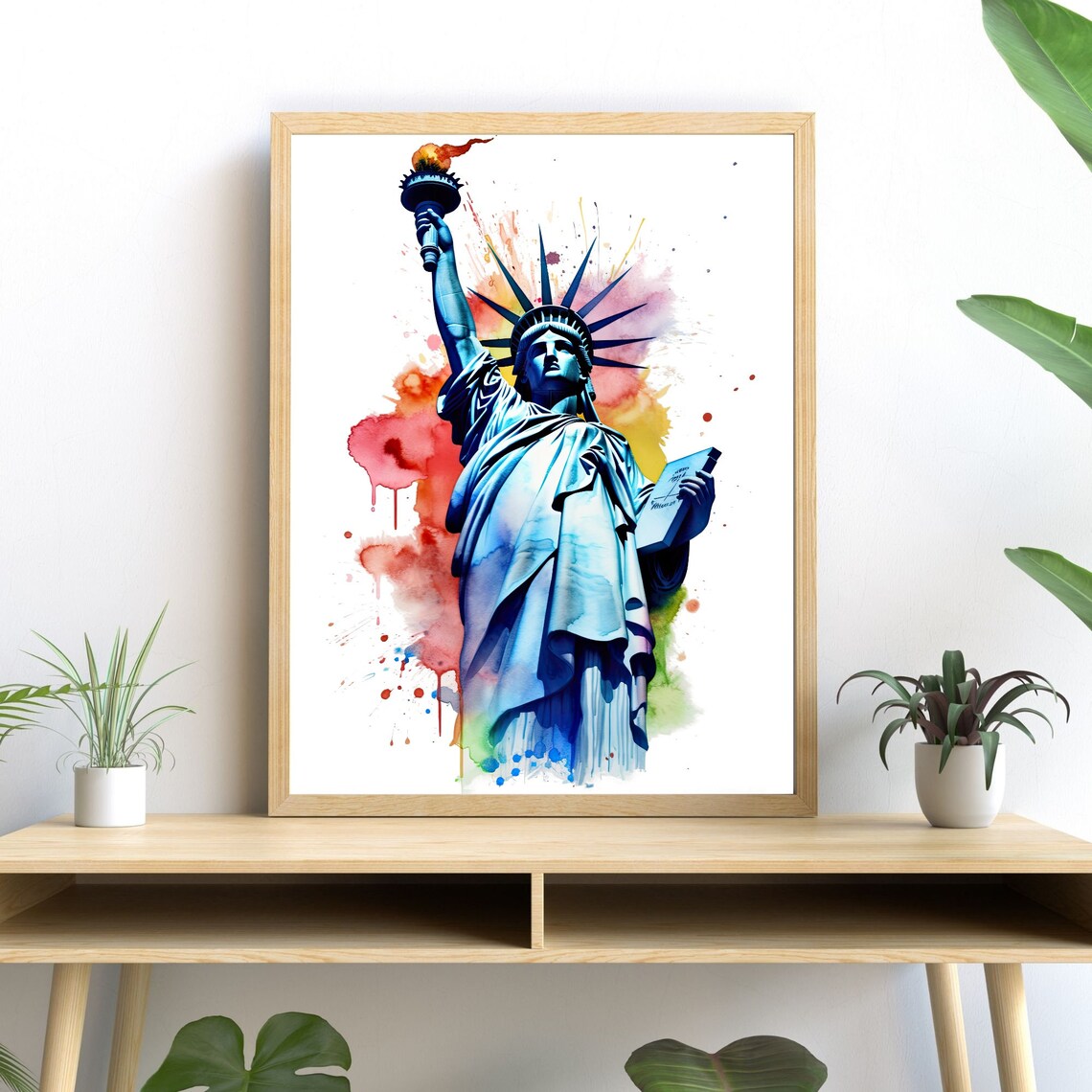 Statue Of Liberty Watercolor, NYC Modern Architecture