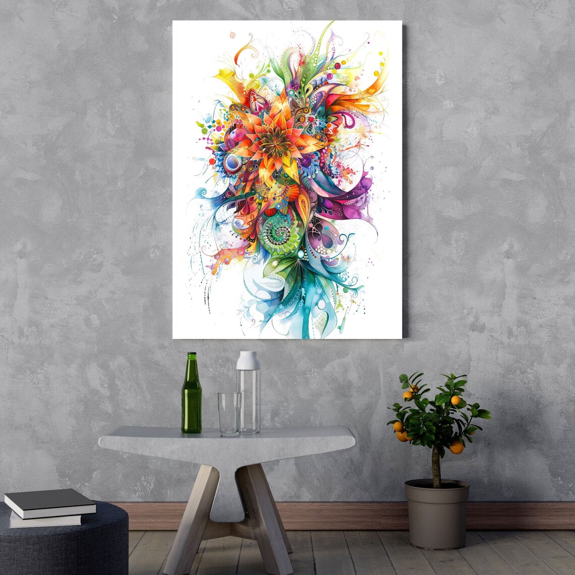 Colorful Fractal Composition, Watercolor Effect Art - Image 3