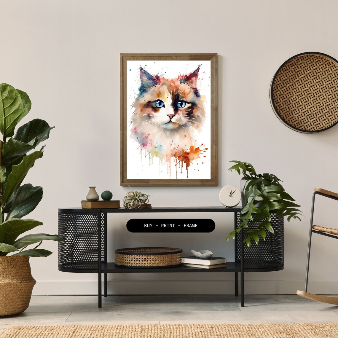 Ragdoll Cat Watercolor, Modern Pet Wall Decor - Image 2