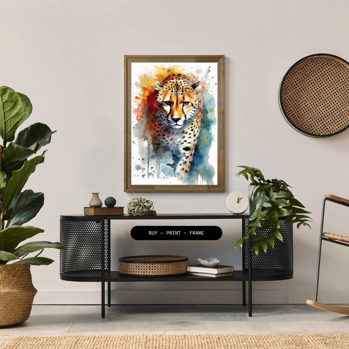 Cheetah Watercolor Art Print, Modern Animal Decor - Image 2
