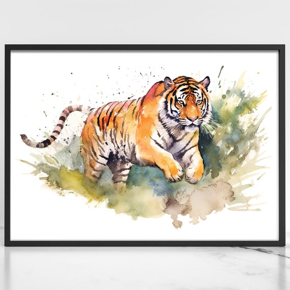 Tiger Watercolor Art Print, Nursery Decor