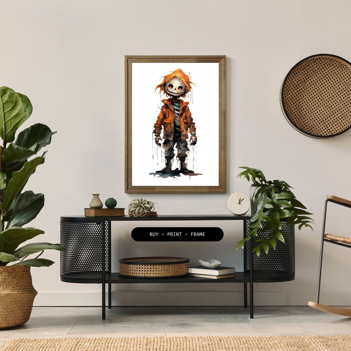 Eerie Scarecrow, Watercolor Halloween Haunting Decor - Image 2