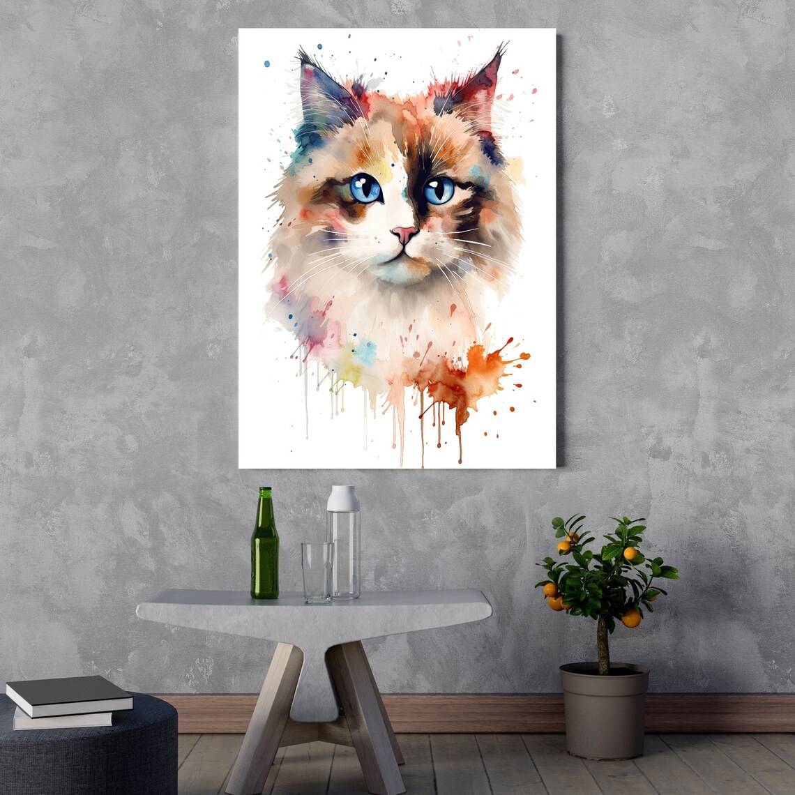 Ragdoll Cat Watercolor, Modern Pet Wall Decor - Image 3