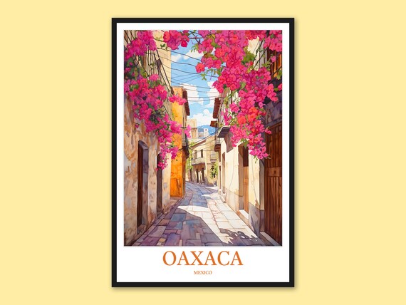 Oaxaca Travel Print Bougainvillea Wall Art Mexico