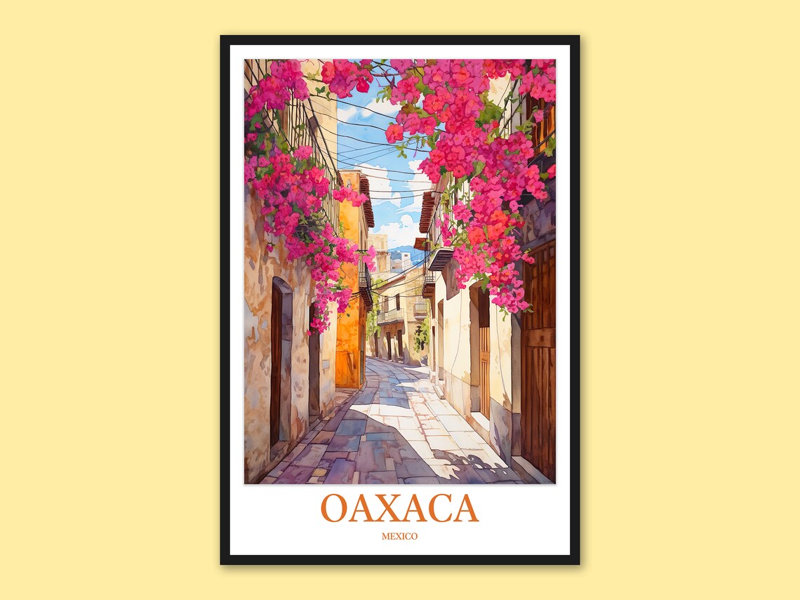 Oaxaca Travel Print Bougainvillea Wall Art Mexico