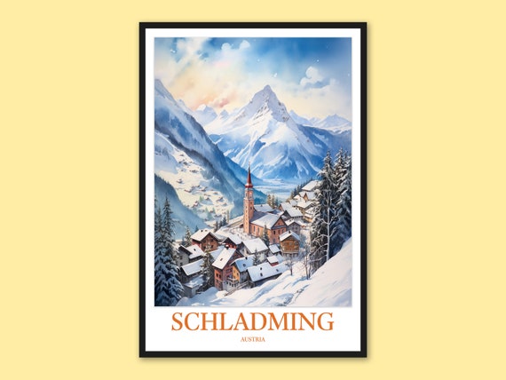 Schladming Austria Skiing Poster Travel Wall Art