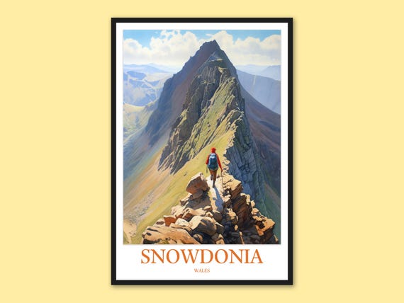 Snowdonia Hiking Print Wales Travel Poster
