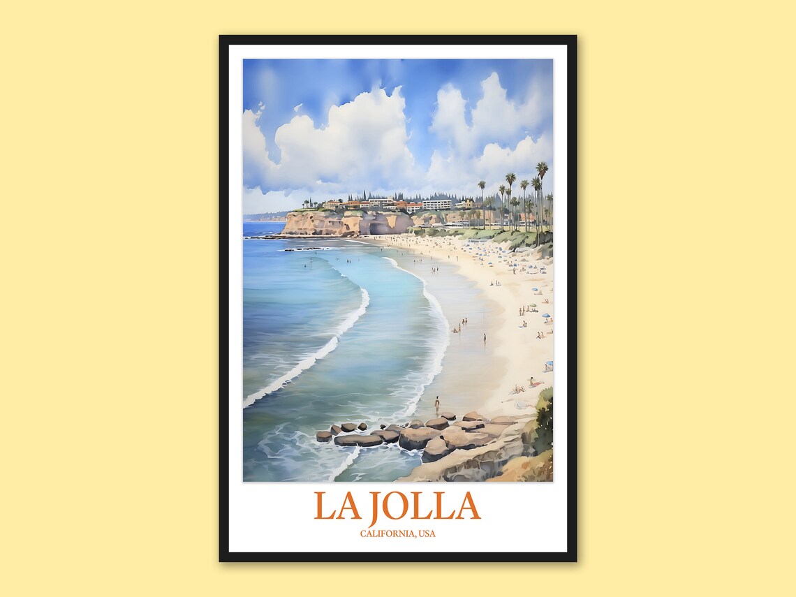 La Jolla Cove Travel Poster, San Diego Wall Art