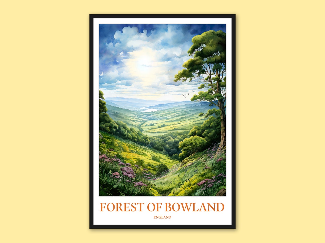 Forest Of Bowland England Rolling Green Hills Watercolor Poster