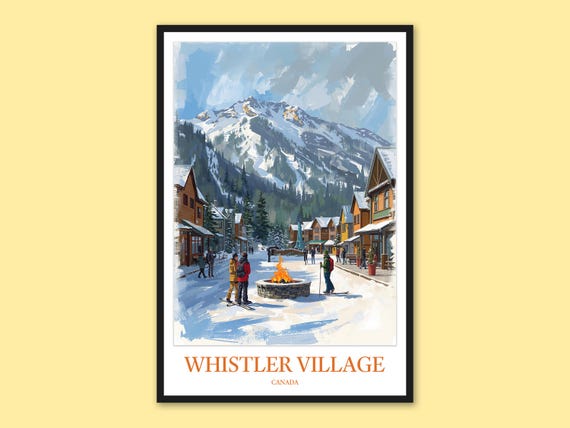Whistler Canada Print Ski Resort Winter Scene