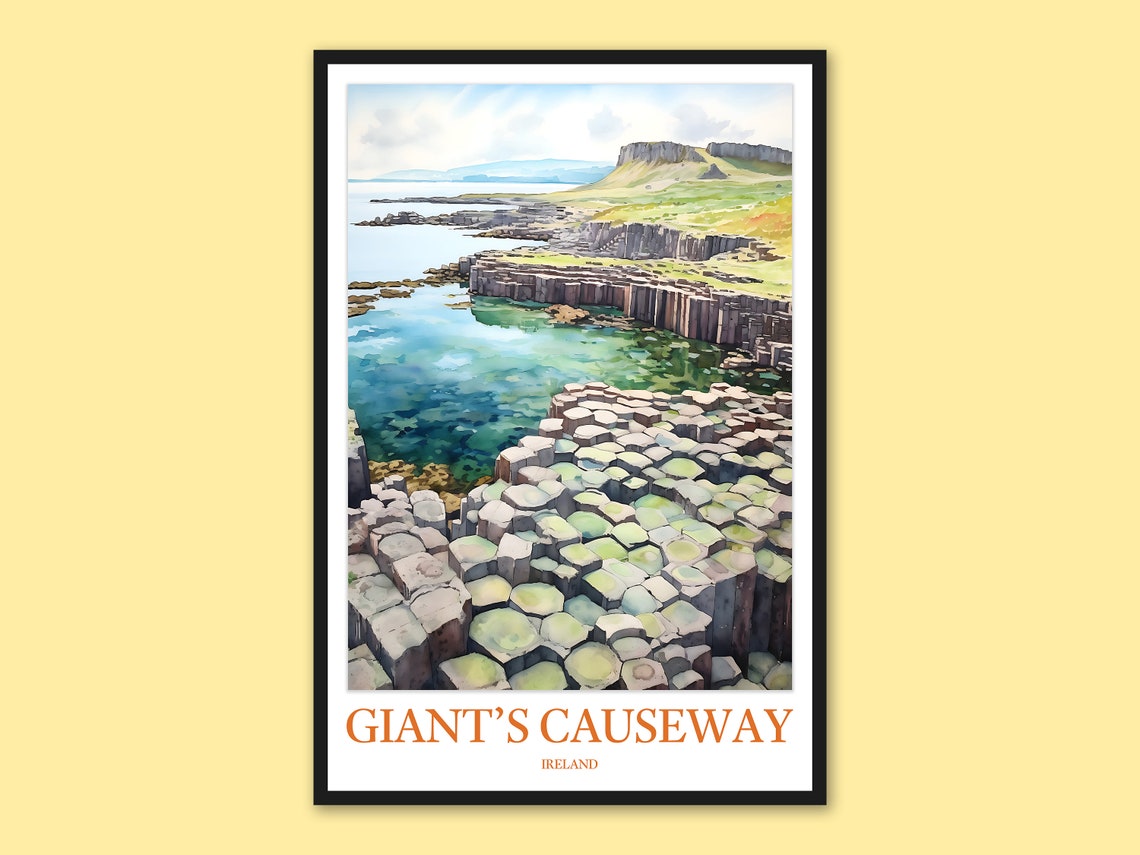 Giants Causeway Ireland Hexagonal Basalt Stones Travel Poster