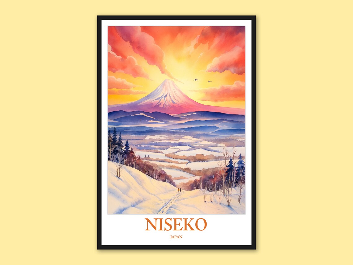 Niseko Japan Mount Yotei Sunrise Winter Poster Snow Mountain Art