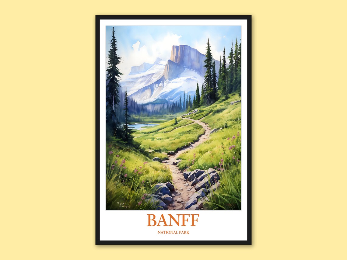 Banff National Park Wildflower Valley Rocky Trail View Poster