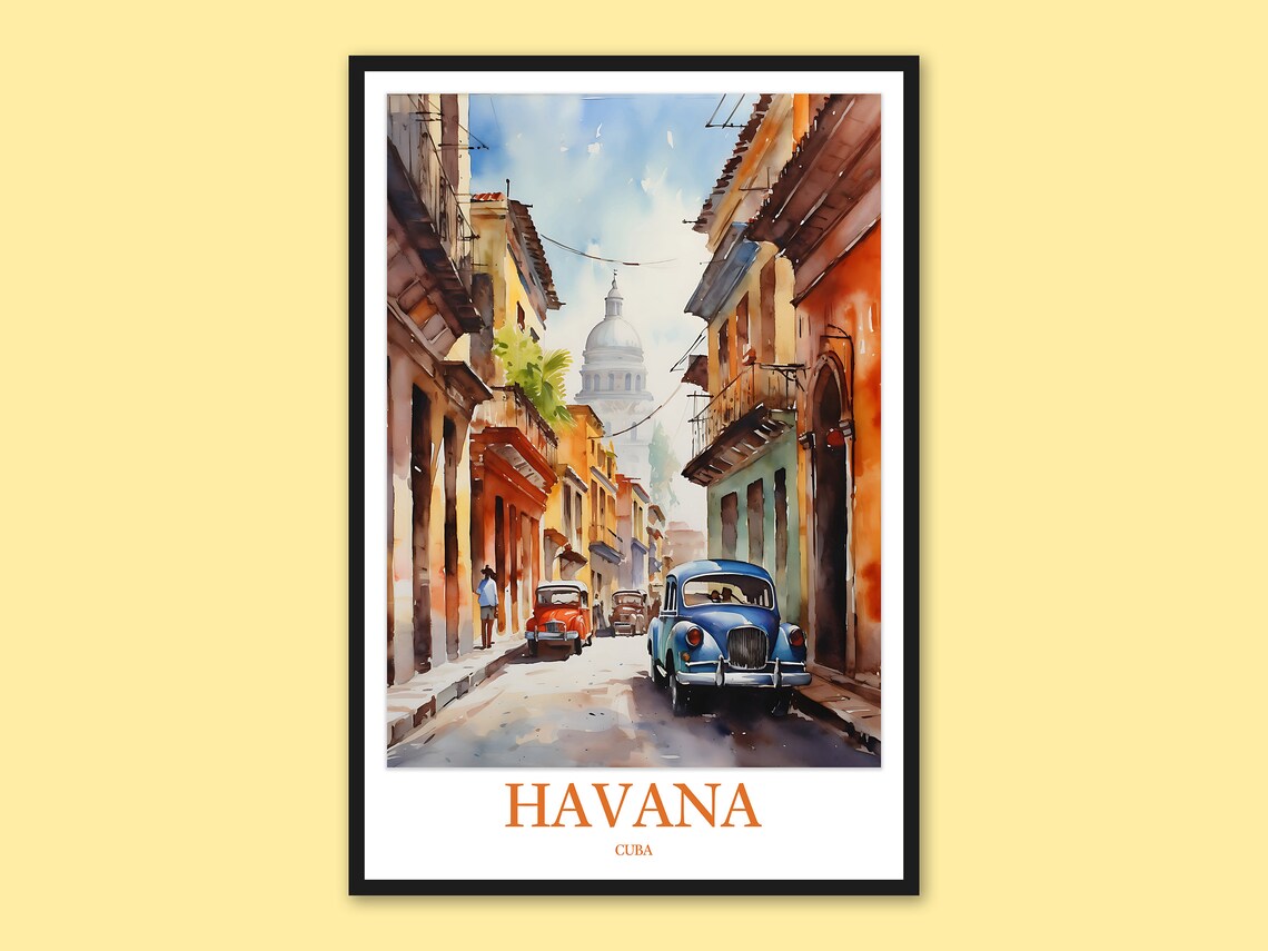 Havana Travel Poster Vintage Car Art Print