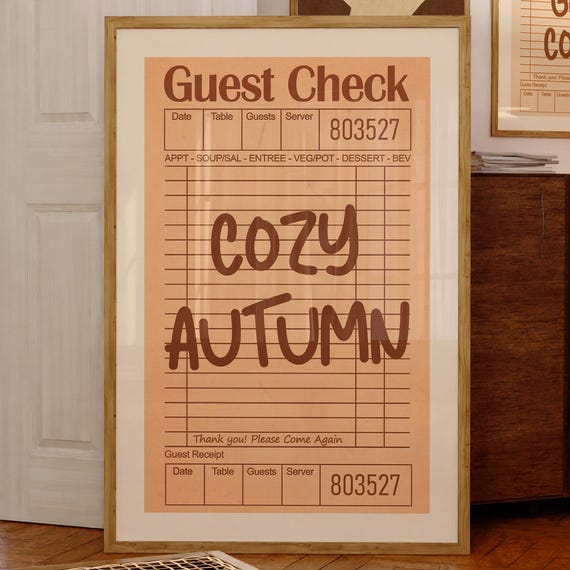 Cozy Autumn Guest Check Wall Art Funky Fall For Apartment Decor