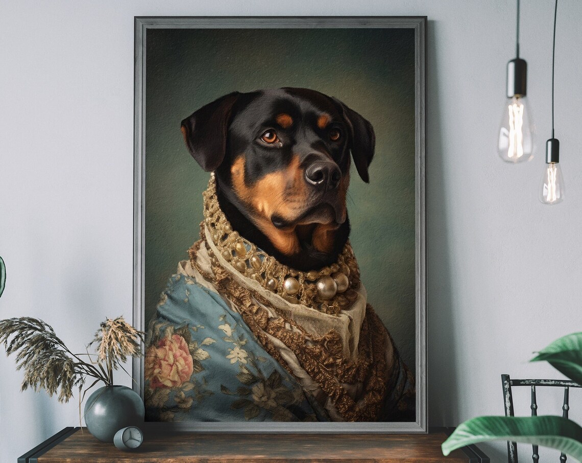 Rottweiler Dog Animal Painting Art Print