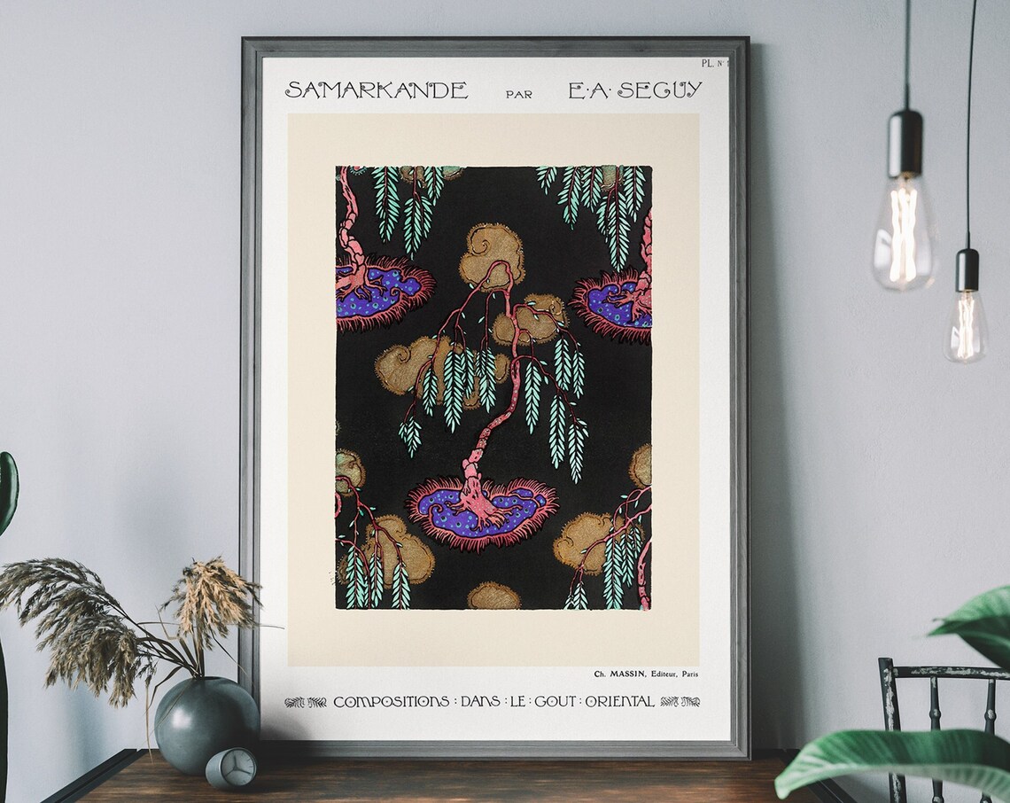 E.A. Seguy Samarkande Willow Oriental Pattern Art Deco Botanical Poster