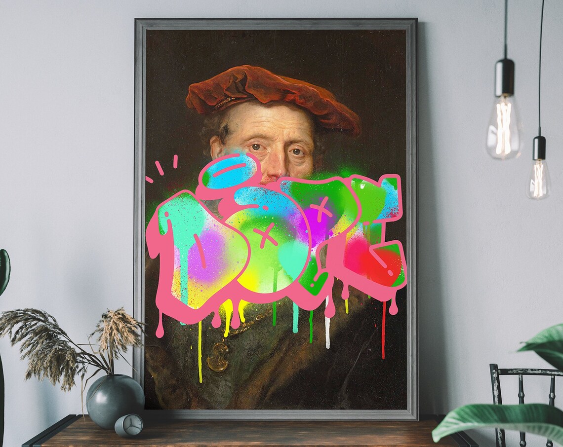 Altered Art Print, Dope Graffiti Renaissance Portrait