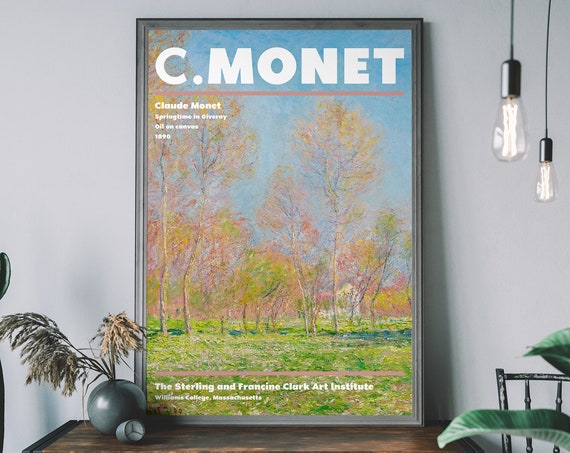 Claude Monet Painting Print Springtime In Giverny Exhibition Poster Landscape Museum Art