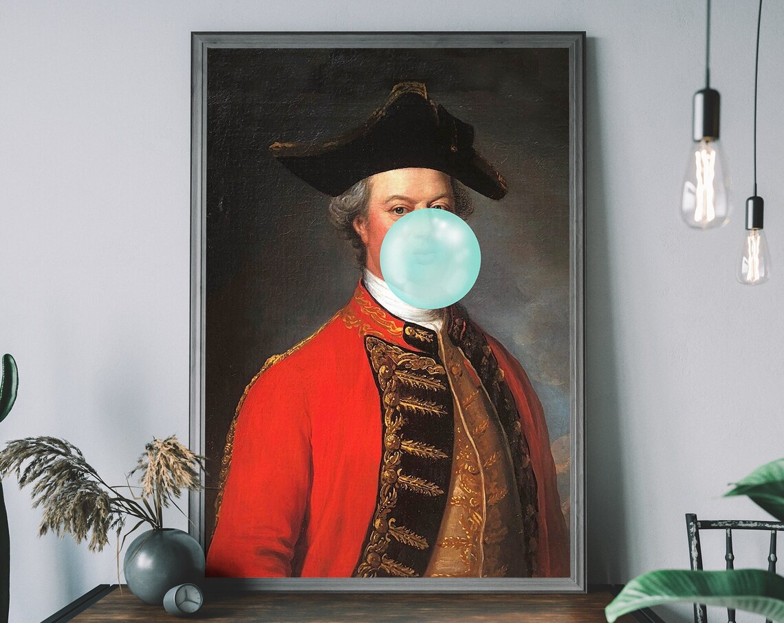 Bubblegum Man Graffiti Art Print, Urban Vintage Modern