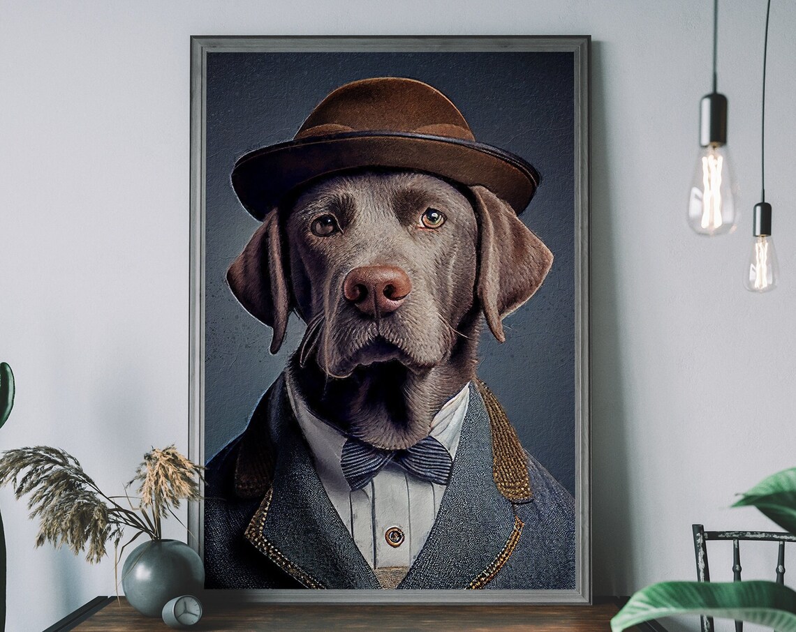 Vintage Labrador Dog Art Print, Animal Painting