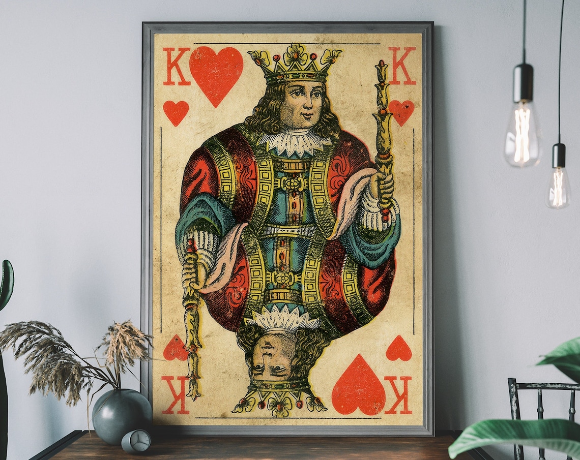 King Of Hearts Vintage Playing Card Art Print