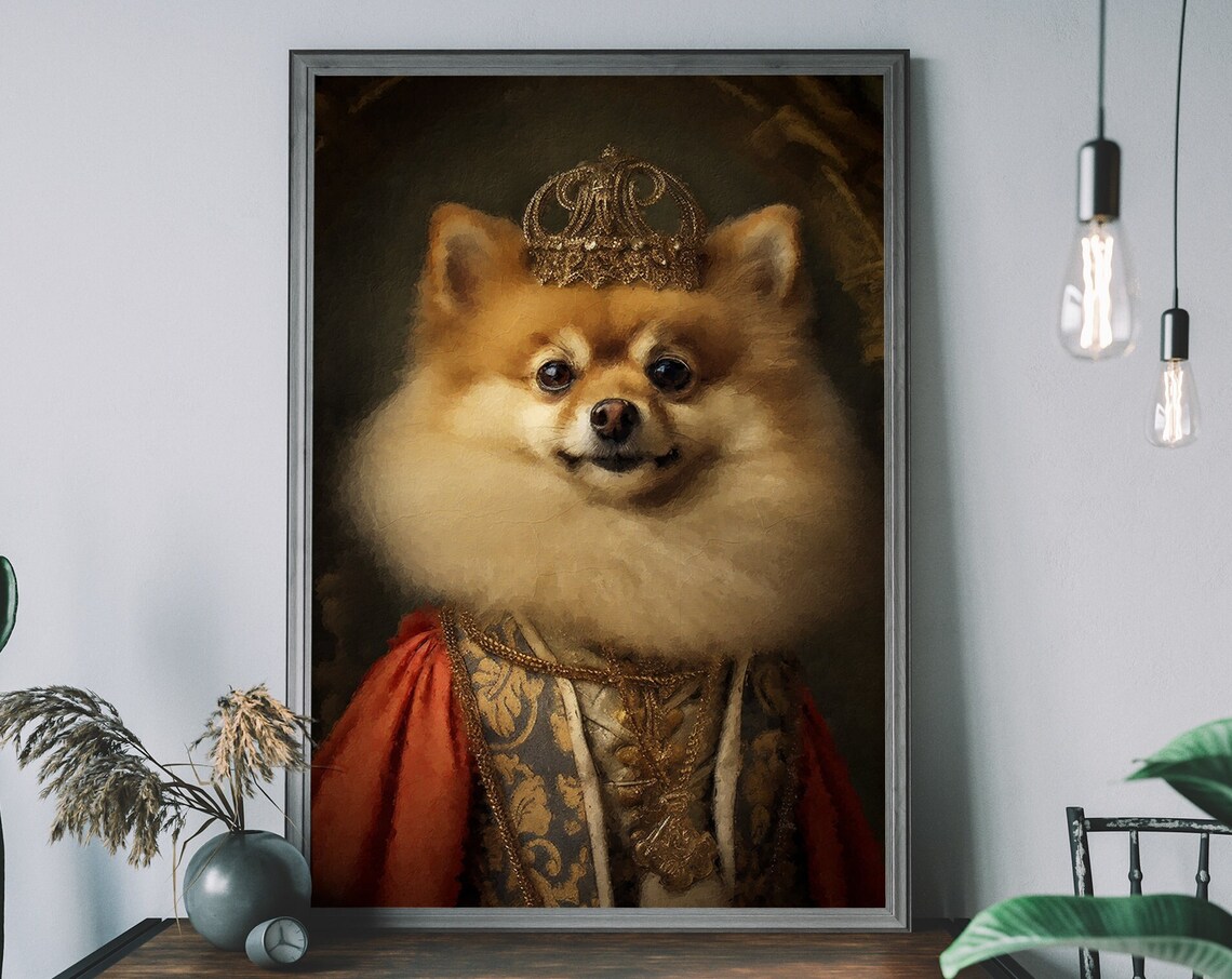 Pomeranian Altered Art Dog Portrait Print