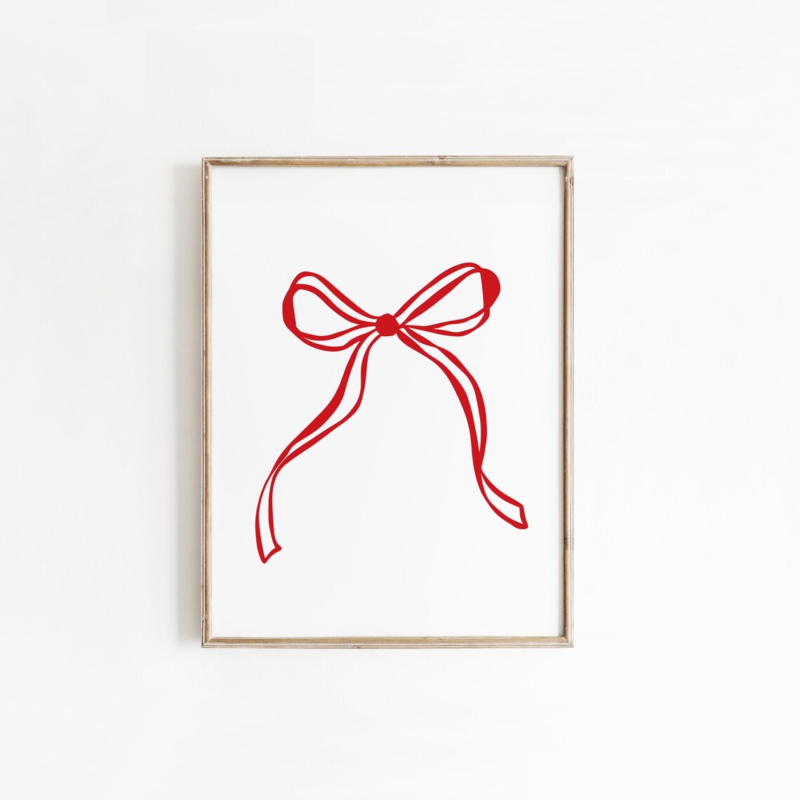 Red Ribbon Bow Hand Drawn Line Art Coquette Minimalist Style Poster - Image 5