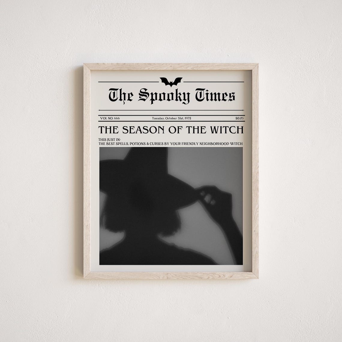 The Spooky Times Vintage Halloween Newspaper Witch Art Poster - Image 3