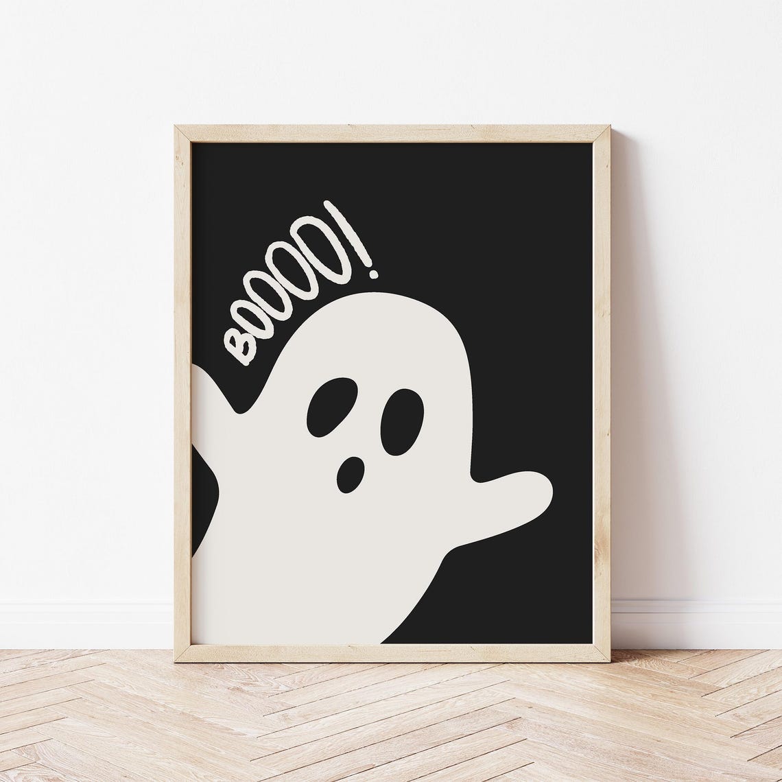 Boooo Ghost Cute Retro Black Spooky Halloween Nursery Art Poster - Image 6