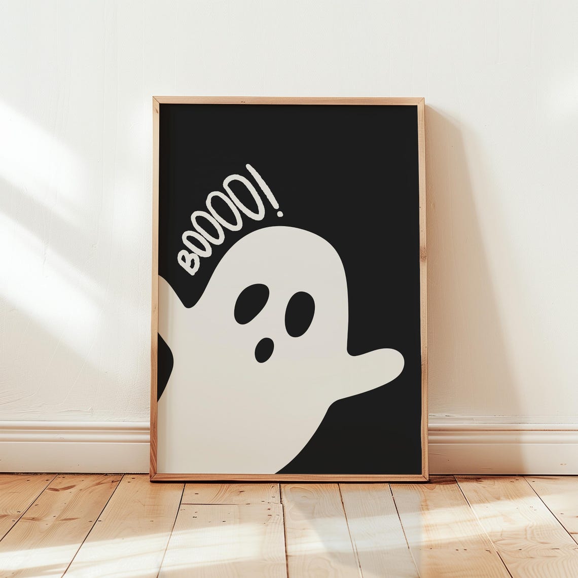 Boooo Ghost Cute Retro Black Spooky Halloween Nursery Art Poster - Image 3