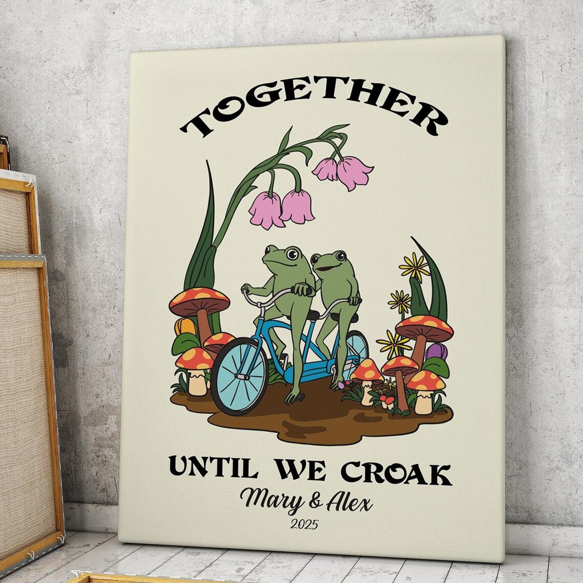 Romantic Personalized Wedding Frog Anniversary Art Print