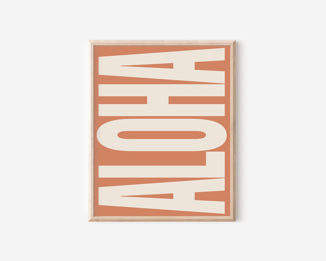 Aloha Retro Hawaiian Typography Coral Living Room Travel Poster - Image 2