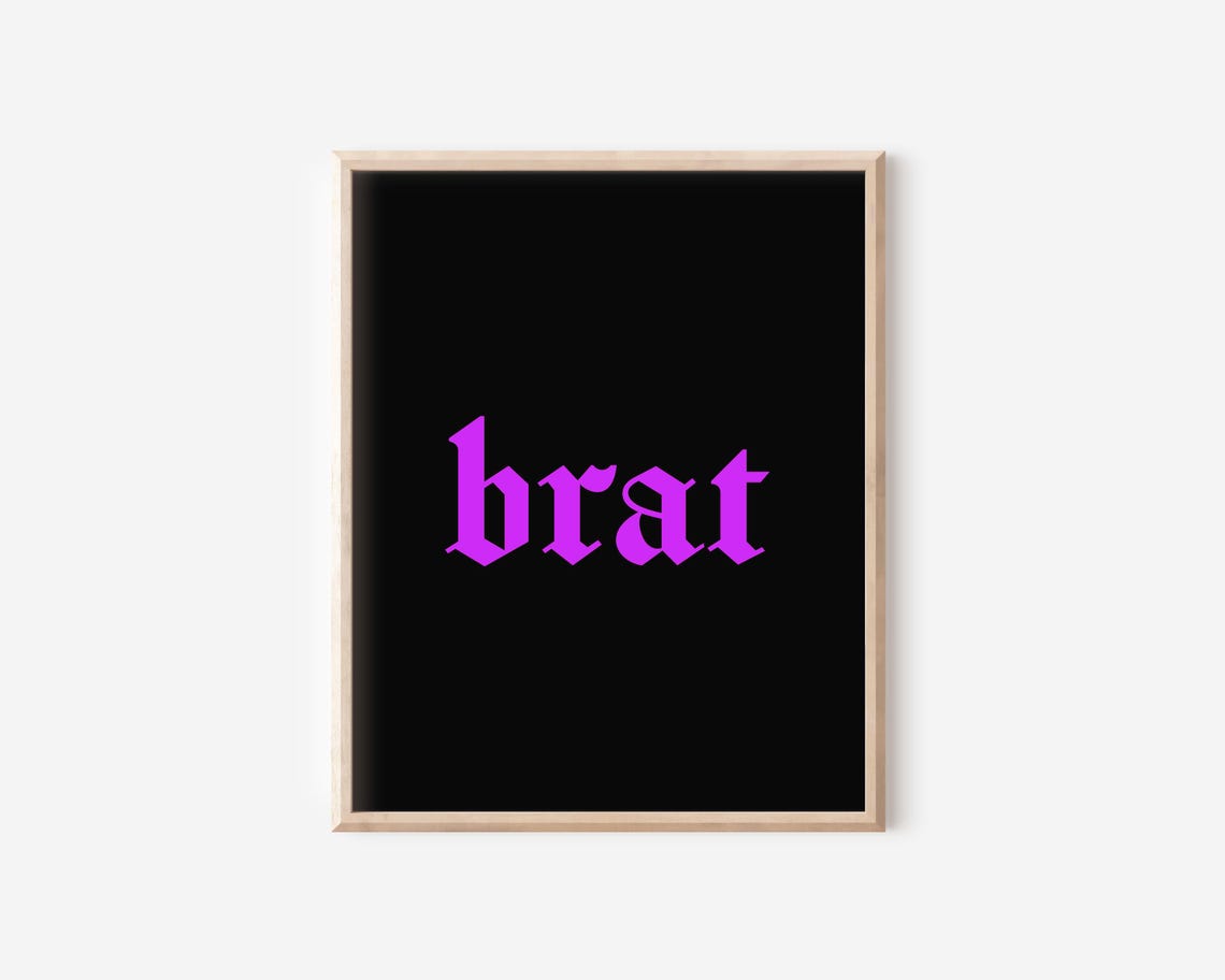 Brat Neon Purple Blackletter Bold Trendy Typography Y2K Poster