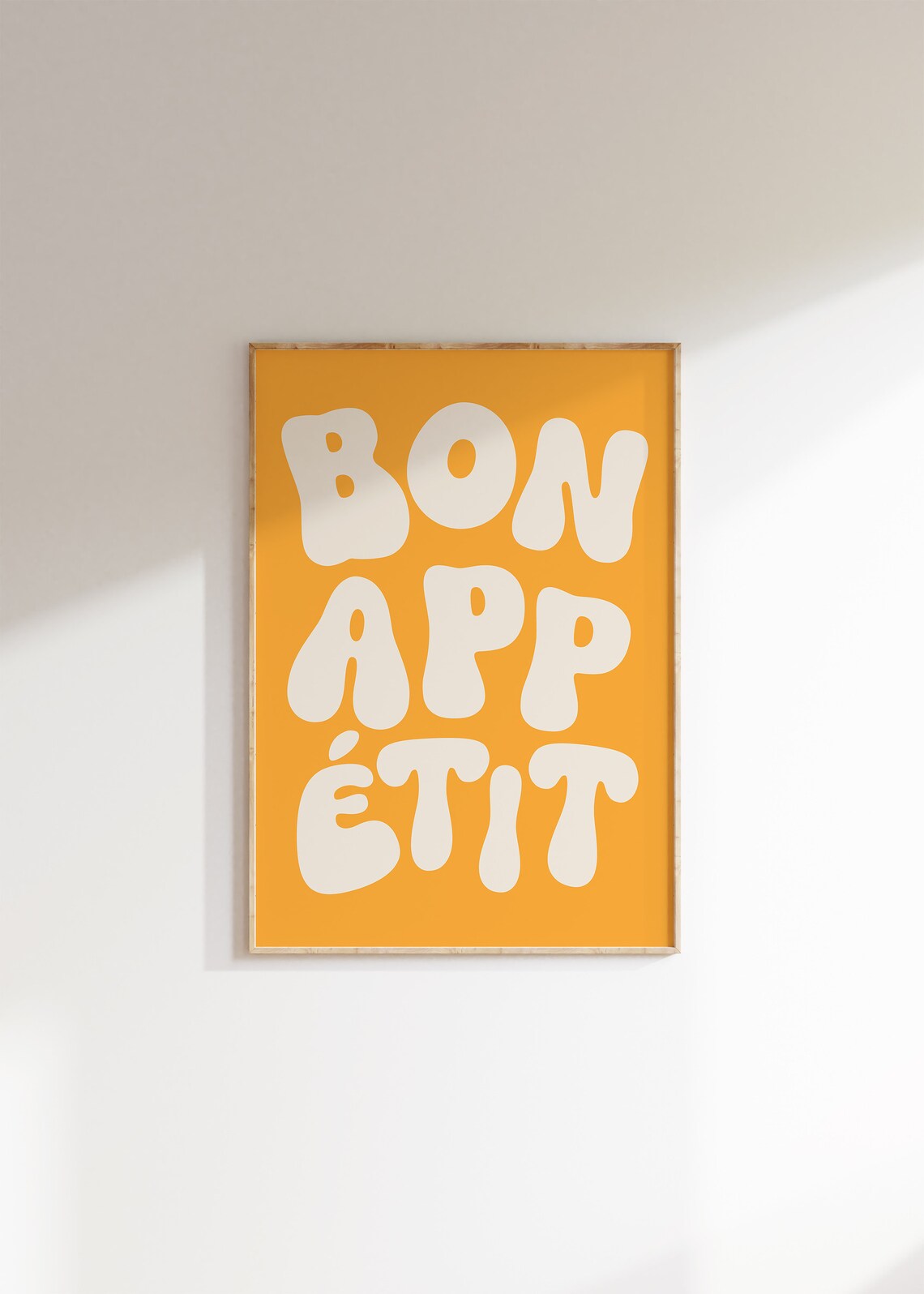 Bon Appetit Cream Bubble Letters Orange French Kitchen Poster - Image 2