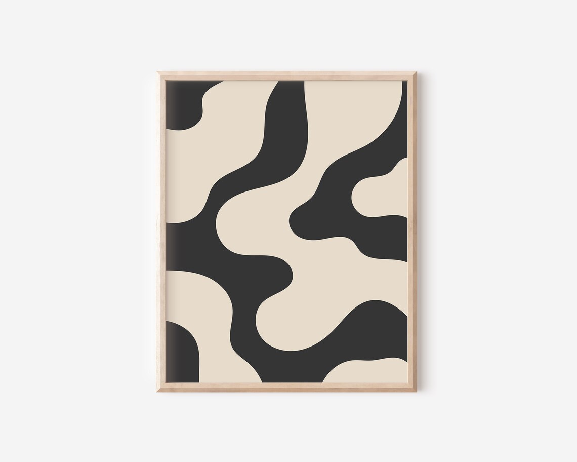 Japandi Beige and Black Abstract Art Print, Minimalist - Image 2