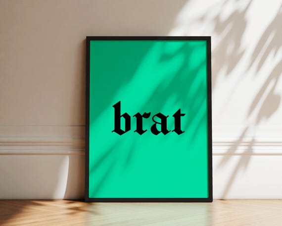 Brat Blackletter Typography Print Brat Summer Poster Y2k Art Neon Type Poster Bold Wall Decor Art