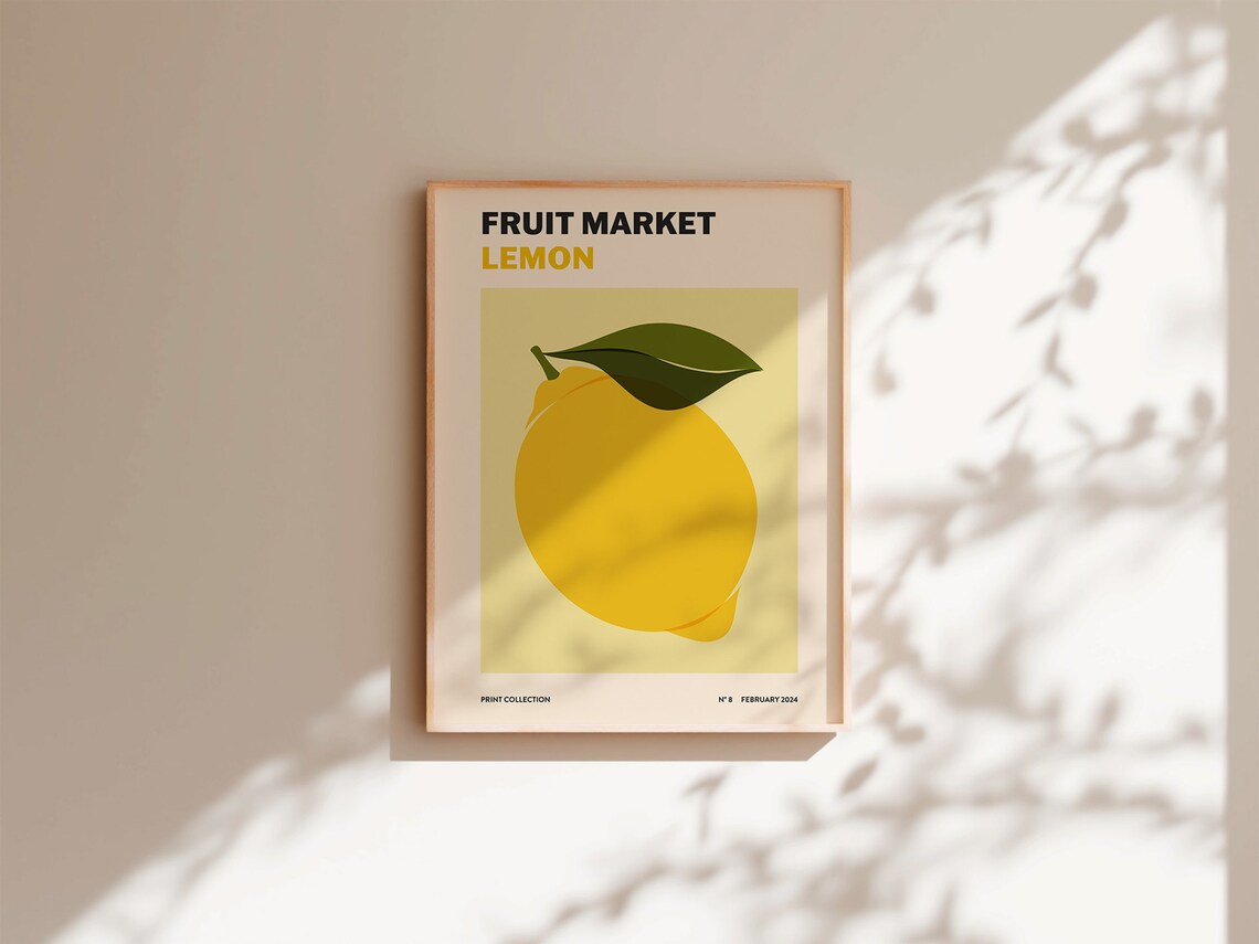 Lemon Fruit Market Art Print, Kitchen Wall Art - Image 2