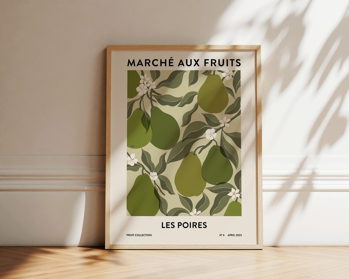 Pears Print Fruit Market Botanical Kitchen Art Print