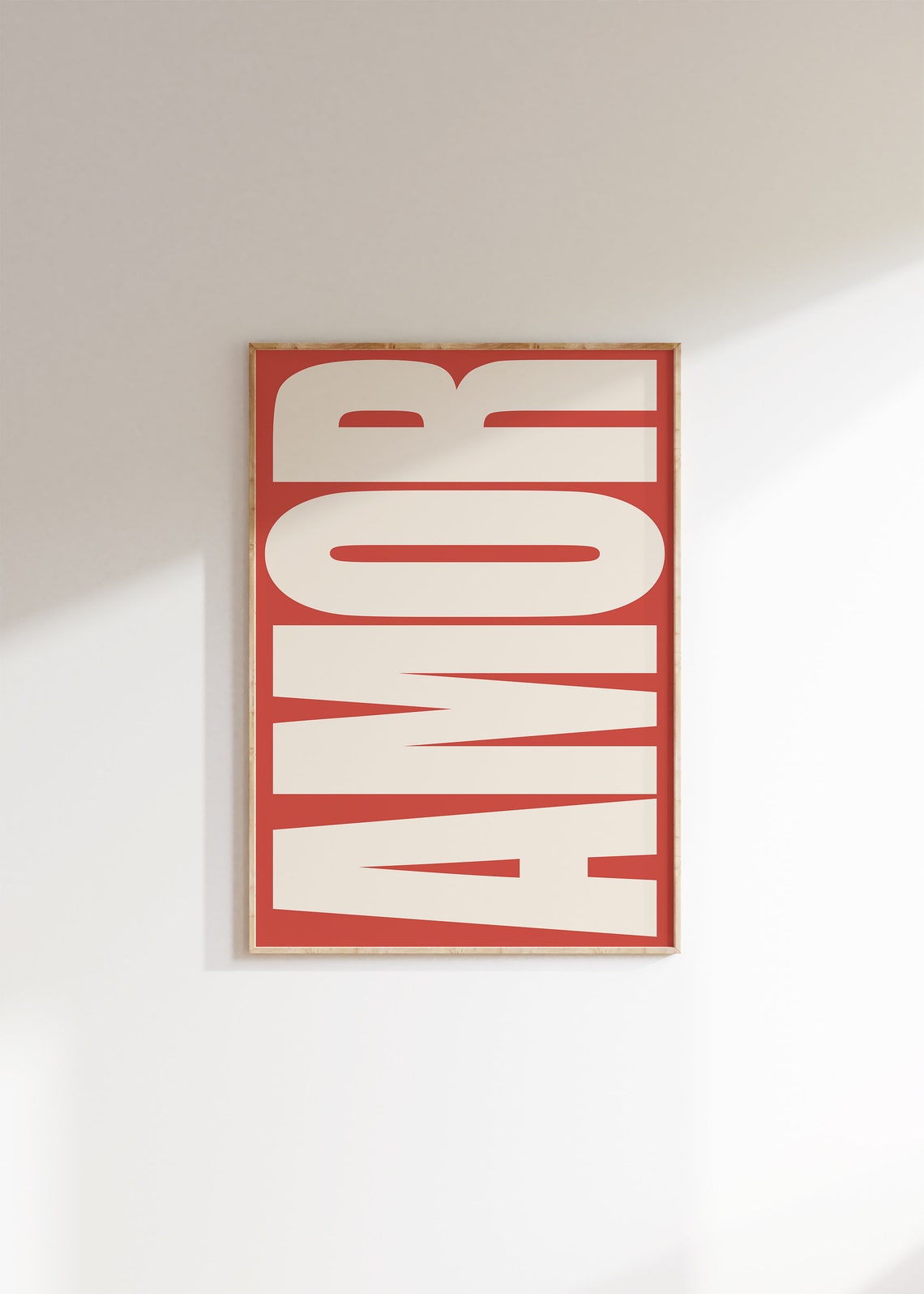 Amour Vertical Stacked Cream on Red Typography Wall Decor Poster - Image 2