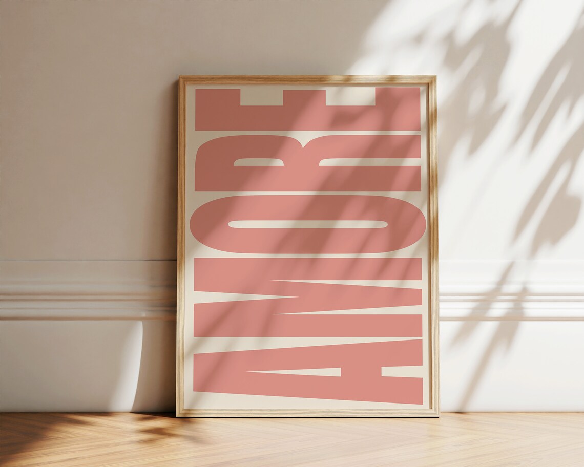 Retro Amore Typography Poster, Italian Love Print