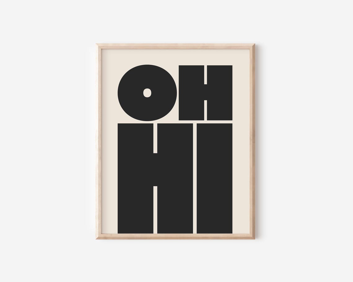 Oh Hi Bold Black Block Lettering Classic Cream Modern Greeting Poster - Image 2