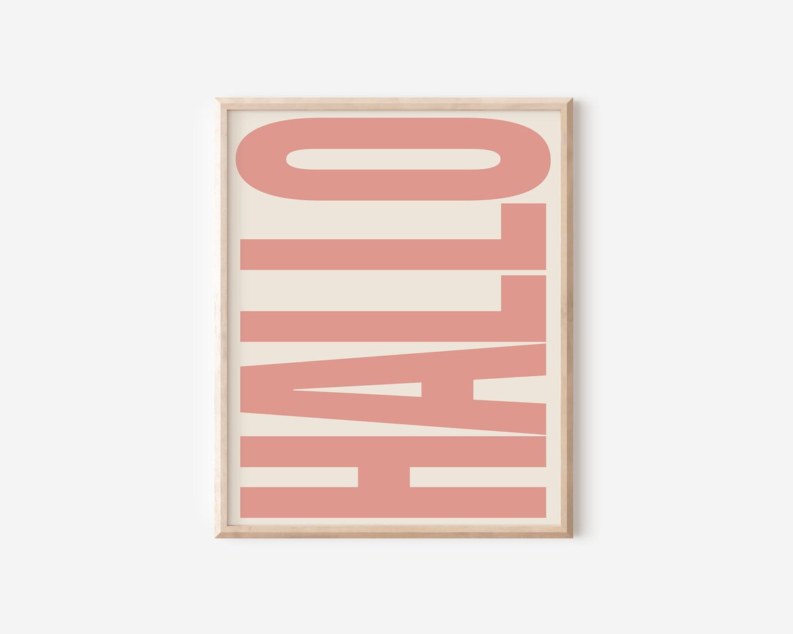 Hallo Print Typography Poster, Retro Wall Art - Image 2