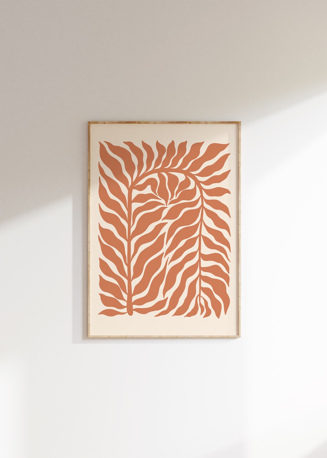 Terracotta Palm Fronds Matisse Style Retro Tropical Botanical Line Poster