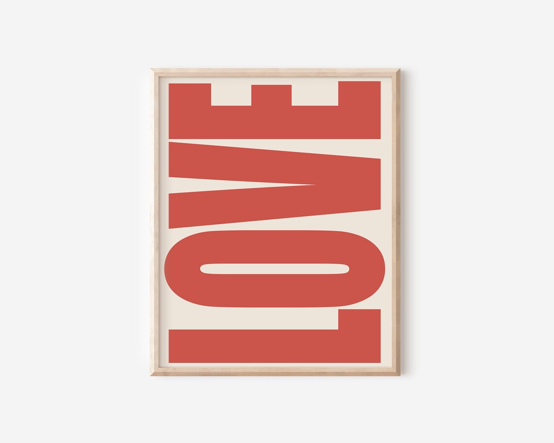 Love Typography Retro Poster Art Print - Image 2