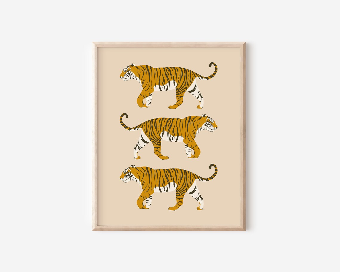Abstract Tigers Art Print, Neutral Boho Safari Decor - Image 2