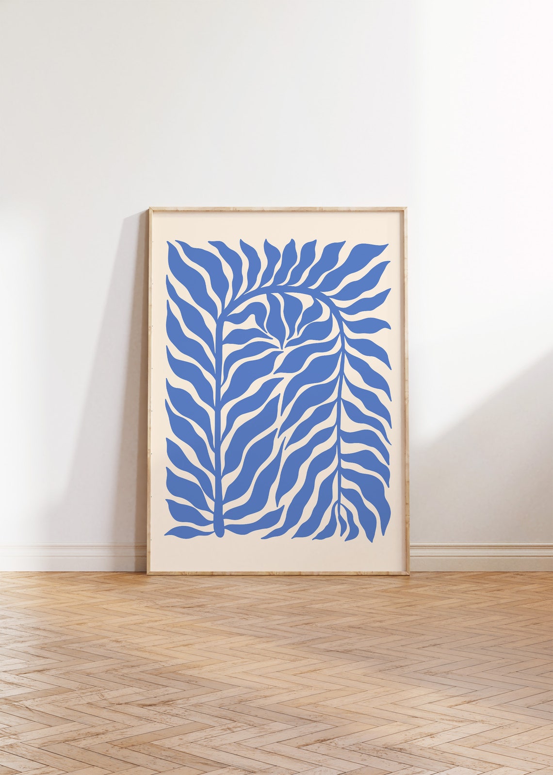 Matisse Inspired Botanical Branch Blue Retro Floral Decor Poster