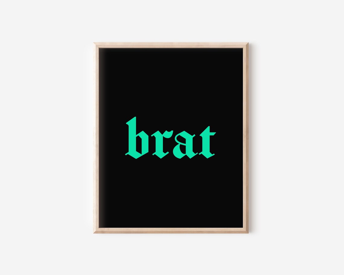 Brat Neon Green Blackletter Bold Trendy Typography Y2K Poster - Image 2