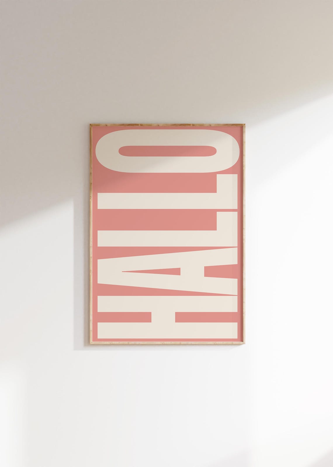 Hallo Bold Retro German Greeting Typography Dusty Rose Wall Poster