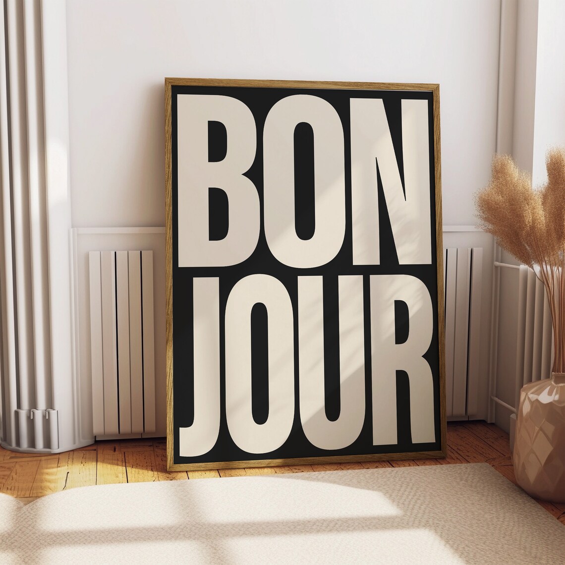 Bonjour Typography Poster, Retro French Wall Art - Image 2
